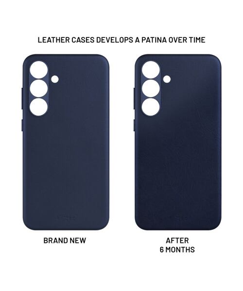 Kožený zadní kryt FIXED MagLeather s podporou MagSafe pro Samsung Galaxy S25+, modrý