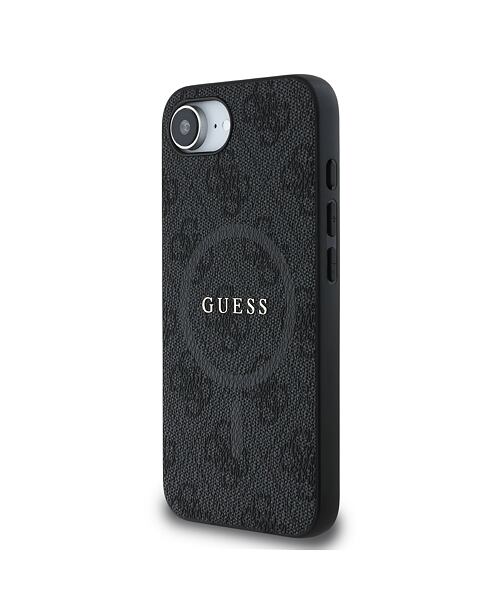 Guess PU Leather 4G Colored Ring MagSafe Zadní Kryt pro iPhone 16e Black