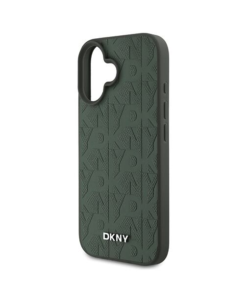 DKNY PU Leather Grid Pattern Magsafe Zadní Kryt pro iPhone 16 Green