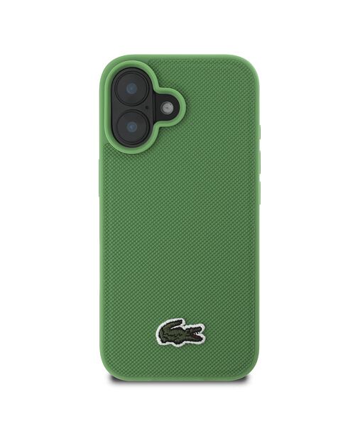 Lacoste Iconic Petit Pique Woven Logo MagSafe Zadní Kryt pro iPhone 16 Plus Green