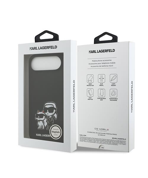 Karl Lagerfeld Liquid Silicone K&CH Sketch MagSafe Zadní Kryt pro iPhone Air Black