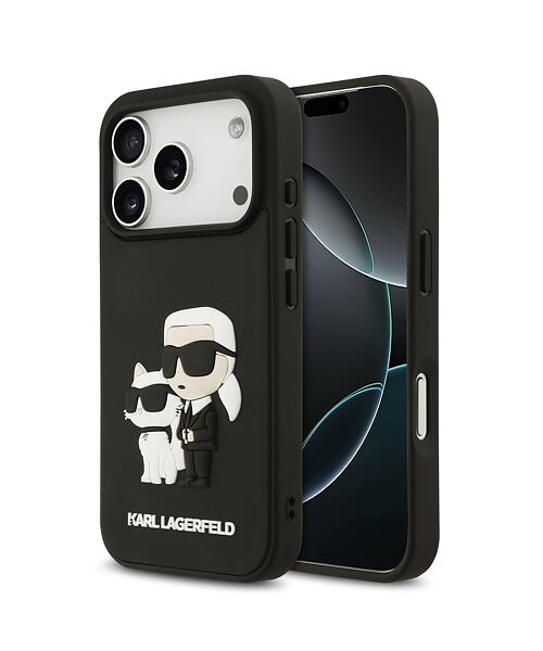 Karl Lagerfeld 3D Rubber Karl and Choupette Zadní Kryt pro iPhone 17 Pro Black