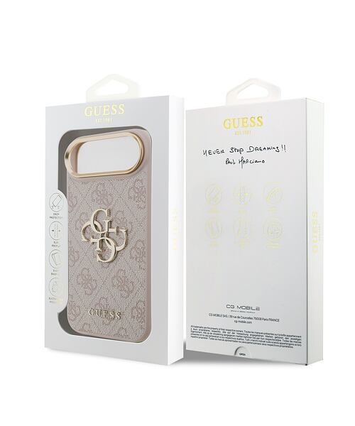 Guess PU Leather 4G Metal Logo Gold Frame Zadní Kryt pro iPhone Air Pink