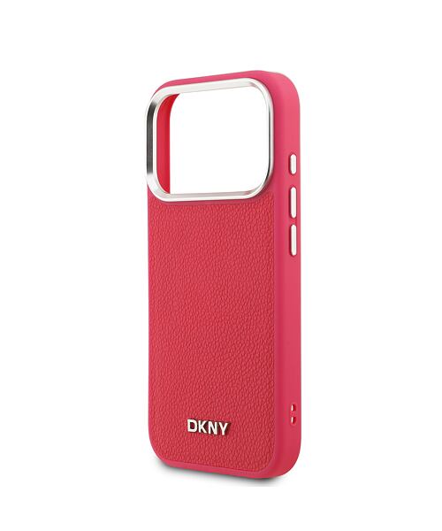 DKNY PU Leather Metal Logo Wrist Chain MagSafe Zadní Kryt pro iPhone 17 Pro Pink