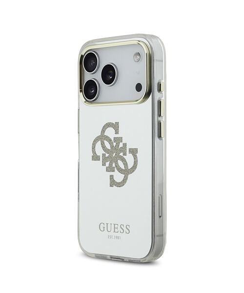 Guess PC/TPU Mirror 4G Glitter Logo MagSafe Zadní Kryt pro iPhone 17 Pro Gold