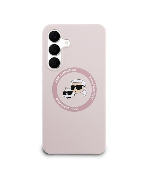 Karl Lagerfeld Liquid Silicone K&CH Heads MagSafe Zadní Kryt pro Samsung Galaxy S25 FE Pink