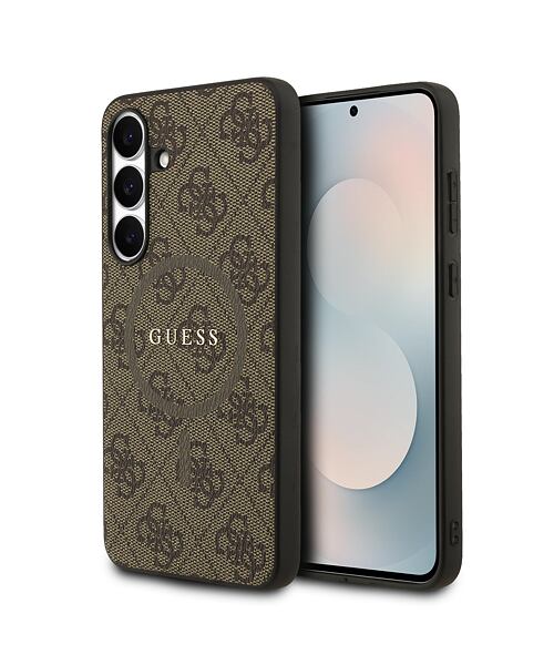 Guess PU Leather 4G Colored Ring MagSafe Zadní Kryt pro Samsung Galaxy S25 FE Brown