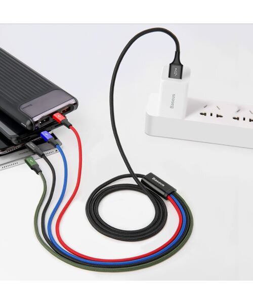 Baseus CA1T4-A01 Fast 4in1 Kabel 2x Lightning, USB-C, MicroUSB 3.5A 1.2m Black