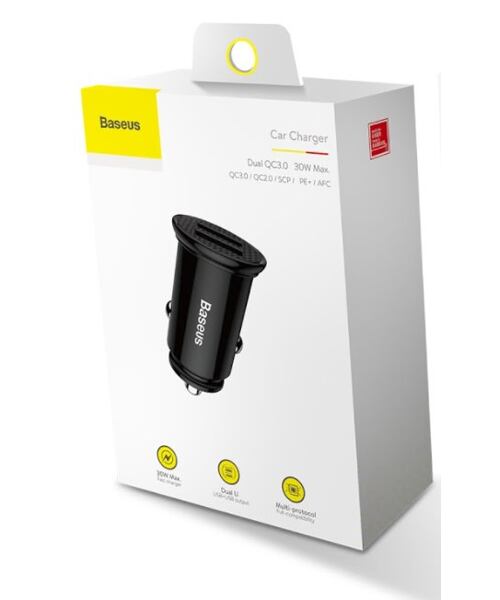 Baseus CCALL-YD01 Circular Nabíječka do Auta 2xUSB QC3.0 30W Black