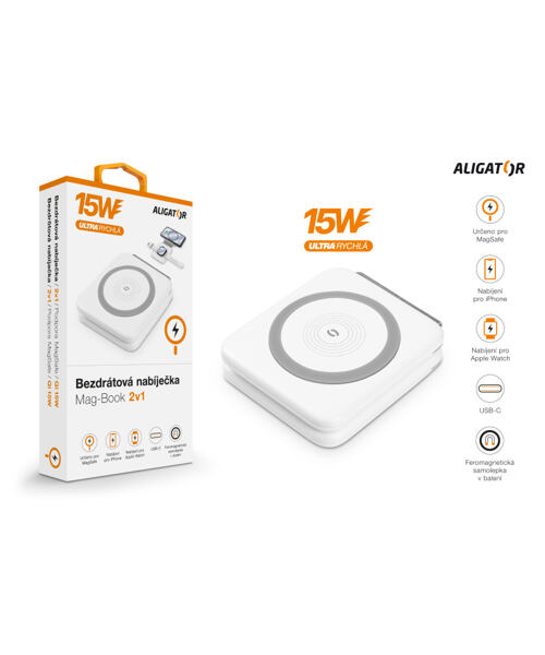 Bezdrátová stanice Aligator Magsafe 2v1, bílá