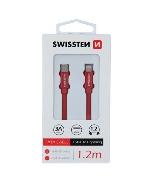 DATOVÝ KABEL SWISSTEN TEXTILE USB-C / LIGHTNING 1,2 M ŠEDÝ