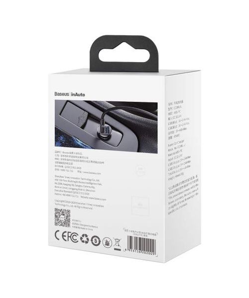Baseus CCALLP-01 Grain Pro Nabíječka do Auta 2xUSB 4.8A Black