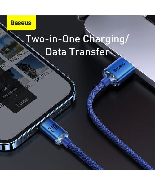 Baseus CAJY000003 Crystal Shine Series Datový Kabel USB - Lightning 20W 1,2m Blue