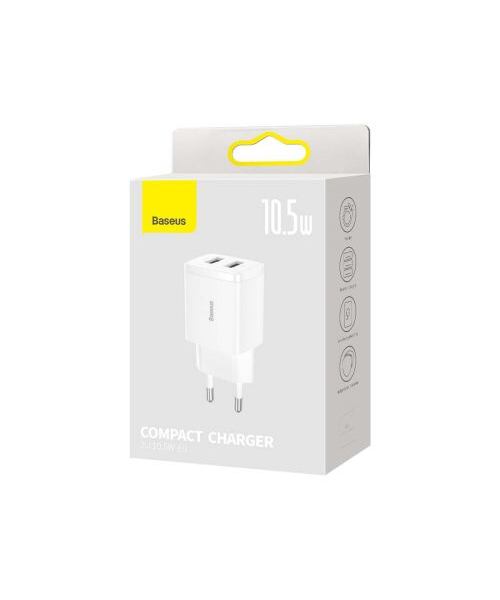 Baseus CCXJ010202 Compact Nabíječka 2xUSB 10,5W White