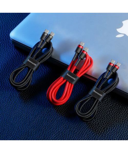 Baseus datový kabel Cafule USB-C PD2.0 1m 60W (20V 3A) černo-červený