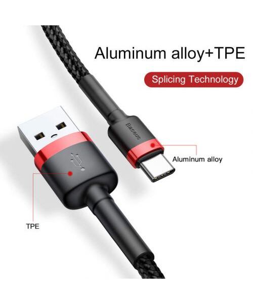 Baseus datový kabel Cafule USB-C 2m 2A červeno-černý