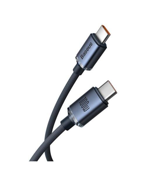 Baseus CAJY000601 Crystal Shine Series Datový Kabel USB-C - USB-C 100W 1,2m Black