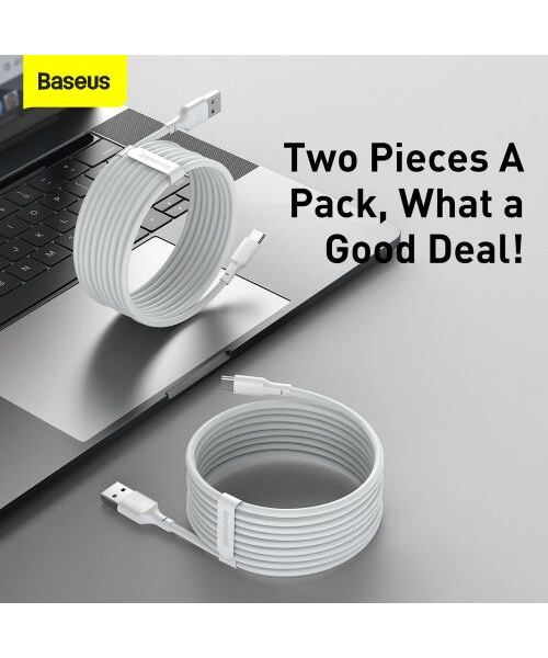 Baseus Type-C Simple Wisdom cable (2pcs/set) 5A 1.5m White (TZCATZJ-02)