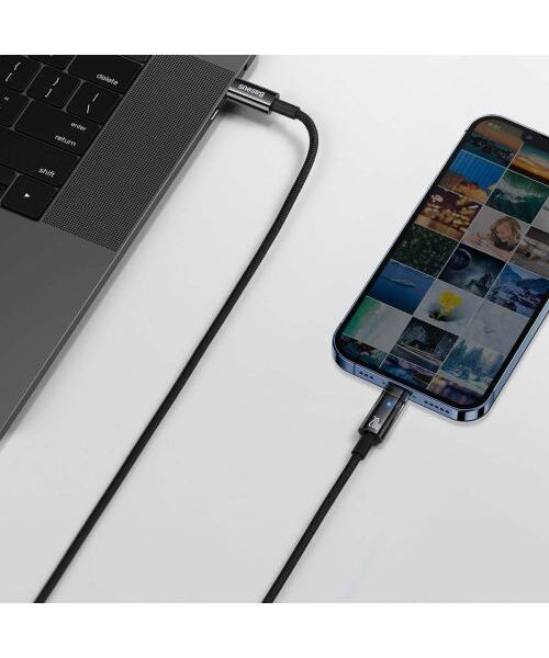 Baseus Type-C to Lightning Explorer Series Auto Power-Off Fast Charging Data Cable, 20W, 1m Black (C