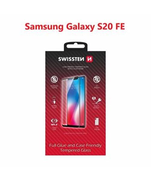 SKLO SWISSTEN FULL GLUE, COLOR FRAME, CASE FRIENDLY PRO SAMSUNG G780 GALAXY S20 FE ČERNÉ