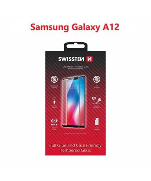 SKLO SWISSTEN FULL GLUE, COLOR FRAME, CASE FRIENDLY PRO SAMSUNG A125 GALAXY A12 ČERNÉ