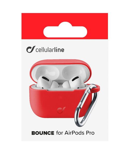 Ochranný kryt s karabinou Cellularline Bounce pro Apple AirPods Pro, červený
