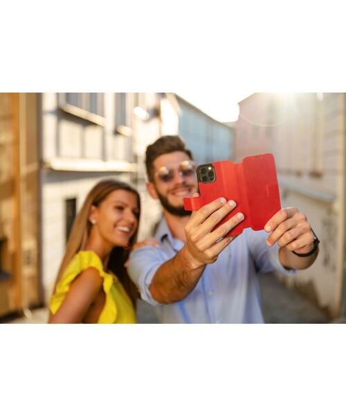 Kožené pouzdro typu kniha FIXED ProFit pro Apple iPhone 13 Pro, červené