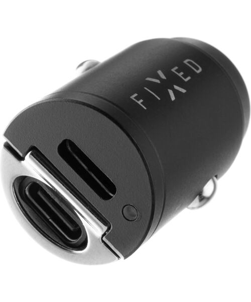 Autonabíječka FIXED s 2xUSB-C výstupem v miniaturním provedení, podpora PD, 30W, černá