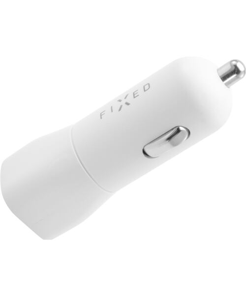 Set autonabíječky FIXED s USB-C výstupem a USB-C/USB-C kabelu, podpora PD, 1 metr, 18W, bílý