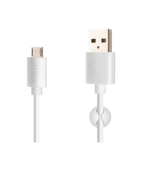 FIXED USB Car Charger 12W+ USB/micro USB Cable, white