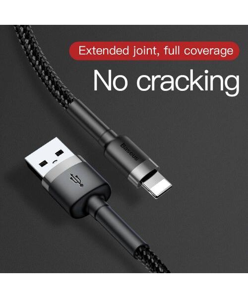 Baseus datový kabel Cafule Lightning 0,5m 2,4A šedo-černý