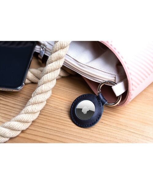 Pouzdro FIXED Case for AirTag z pravé hovězí kůže s karabinou, hnědé