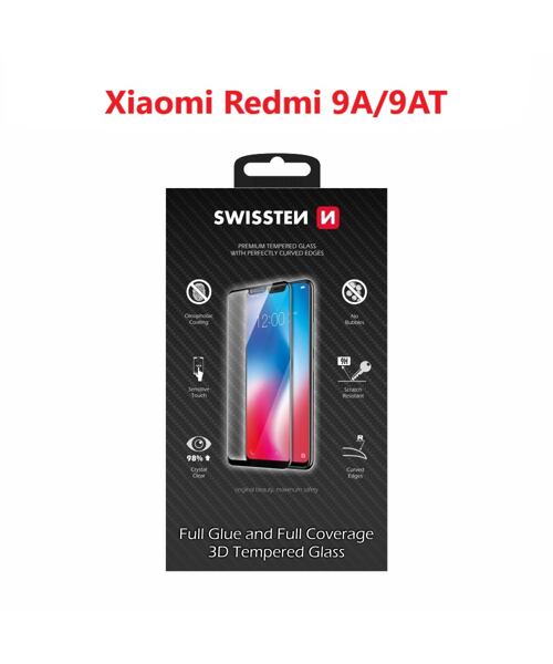 SWISSTEN ULTRA DURABLE 3D FULL GLUE GLASS FOR XIAOMI REDMI 9A/XIAOMI REDMI 9AT BLACK
