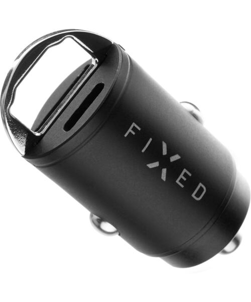 Autonabíječka FIXED s USB-C a USB-A výstupem v miniaturním provedení, podpora PD a QC 3.0, 30W, čern