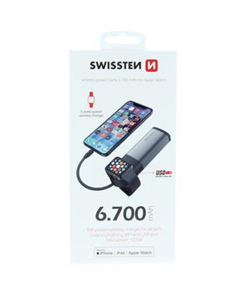 SWISSTEN 2in1 APPLE WATCH MFI POWER BANK 6700 mAh