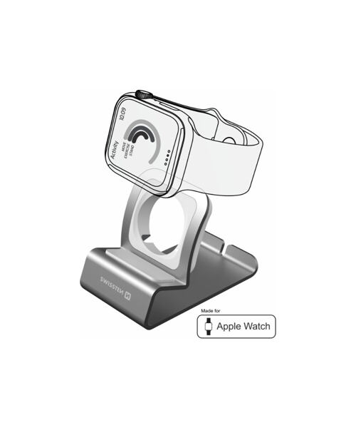 SWISSTEN HLINÍKOVÝ STOJÁNEK PRO APPLE WATCH STŘÍBRNÝ