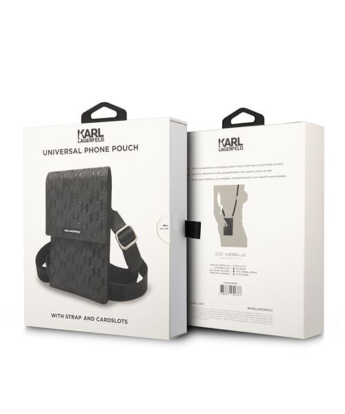 Karl Lagerfeld Saffiano Monogram Taška na Telefon Black