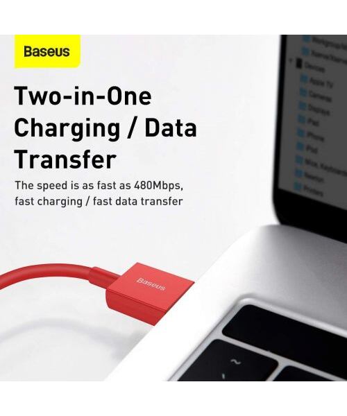Baseus Lightning Superior Series cable, Fast Charging, Data 2.4A, 1m Red (CALYS-A09)