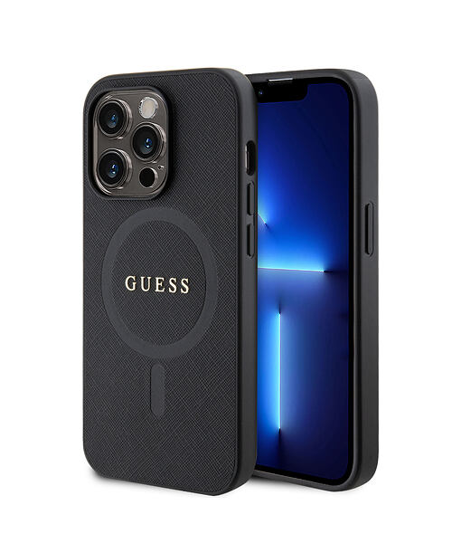 Guess PU Saffiano MagSafe Zadní Kryt pro iPhone 15 Pro Max Black