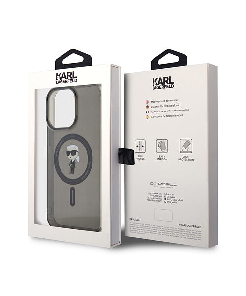 Karl Lagerfeld IML Ikonik MagSafe Zadní Kryt pro iPhone 15 Pro Max Black