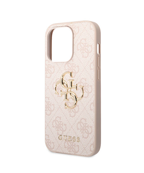 Guess PU 4G Metal Logo Zadní Kryt pro iPhone 15 Pro Max Pink