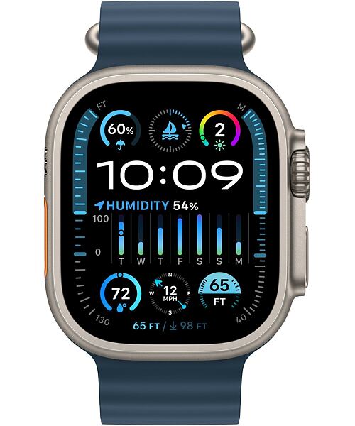 Apple Watch Ultra 2 GPS Cellular 49mm Titanium Case with Ocean Band Blue
