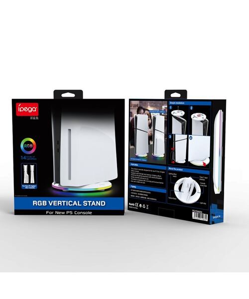 iPega P5S025S Vertikální Stojan s RGB pro PS5 Slim/PS5 Pro White