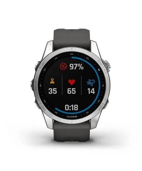 Garmin Fenix 7S Silver Graphite Silicone Band