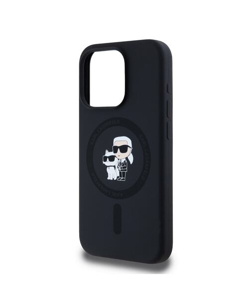 Karl Lagerfeld Liquid Silicone Karl and Choupette Magsafe Zadní Kryt pro iPhone 15 Pro Black