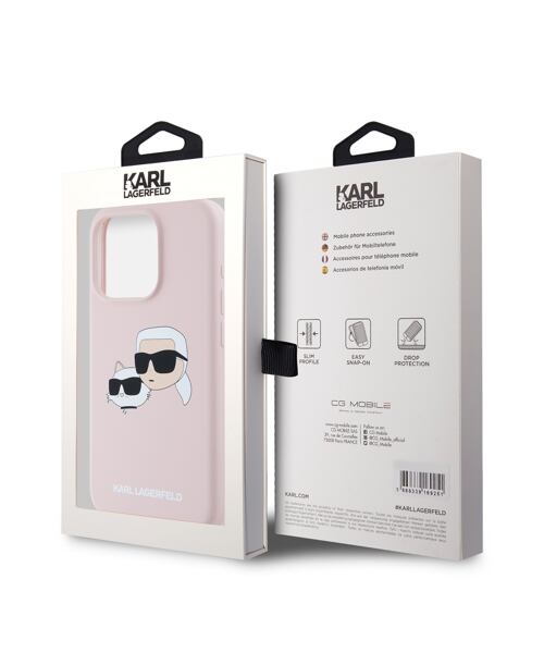 Karl Lagerfeld Liquid Silicone Double Heads Magsafe Zadní Kryt pro iPhone 15 Pro Pink