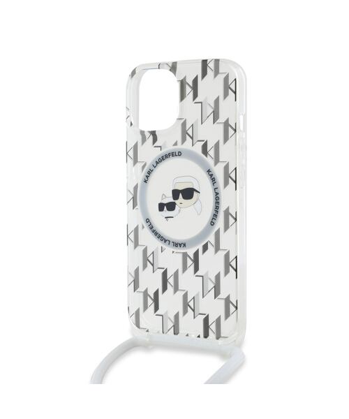 Karl Lagerfeld IML Monogram Crossbody K&CH Heads MagSafe Zadní Kryt pro iPhone 13 Transparent