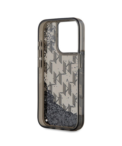 Karl Lagerfeld Liquid Glitter Monogram Gradient Zadní Kryt pro iPhone 15 Pro Black
