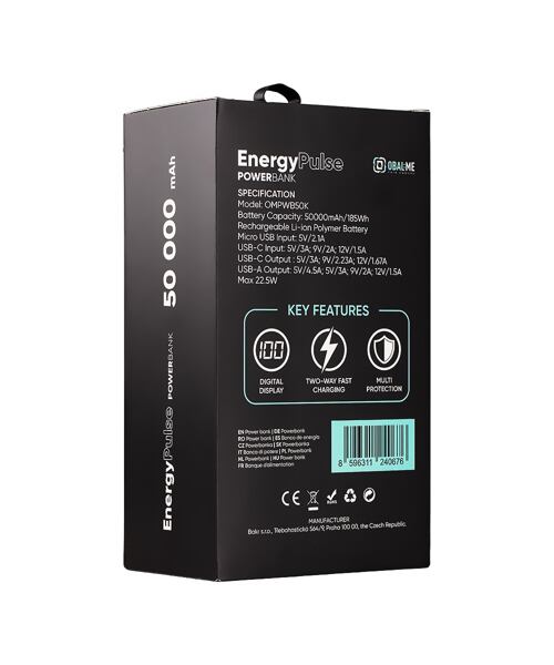 OBAL:ME EnergyPulse Powerbanka 50000mAh 22.5W Black