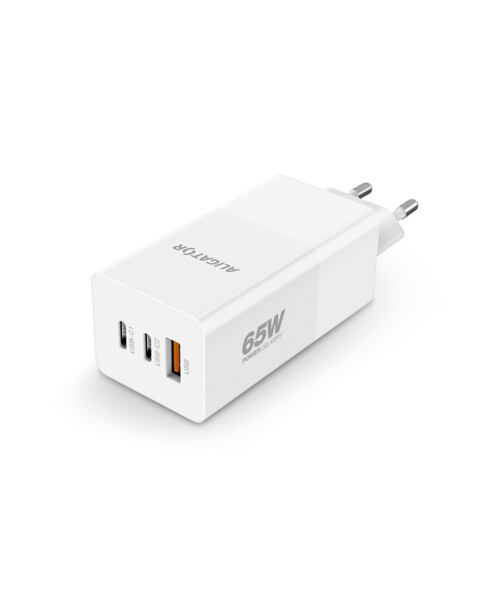 Rychlá nabíječka ALIGATOR GaN, PD 65W, 2xUSB-C, 1xUSB-A, bílá